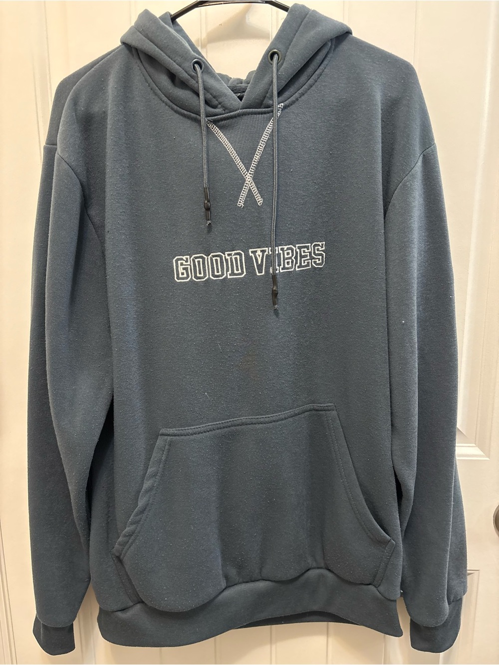 Brooklyn Laundry Good Vibes Men's Dark Teal Hoodie Sweatshirt. Size Large.